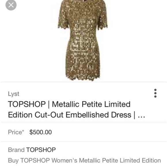 TOPSHOP; Gold Mini Dress✨ - Picture 3 of 6